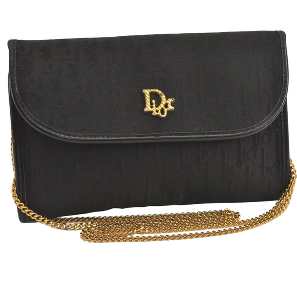 Dior Handbags - Dior Black Canvas Shoulder Bag with Gold Chain